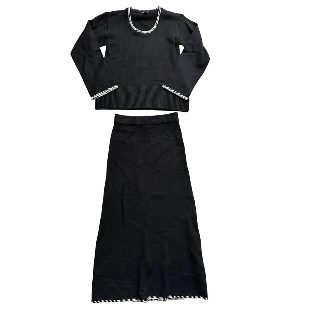Nobody's Child Whip Stitch Wool Scoop Neck Jumper & Skirt SET